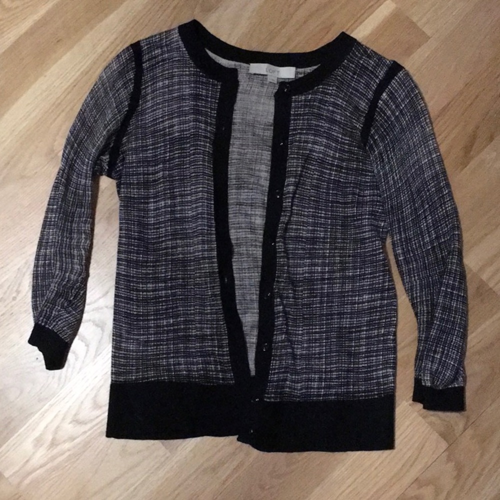 Loft black and white fitted cardigan size S